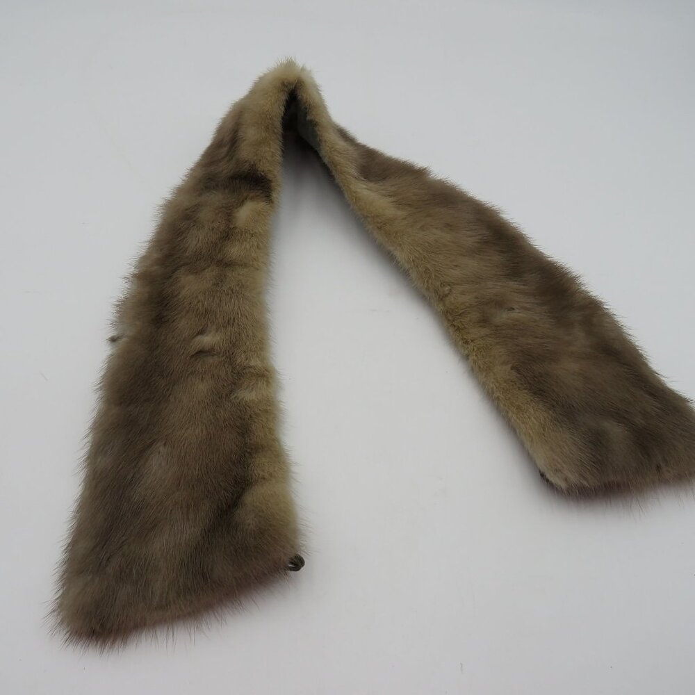 Vintage Mademoiselle Furs Brown Mink Fur Removable Collar Scarf Snap Closure